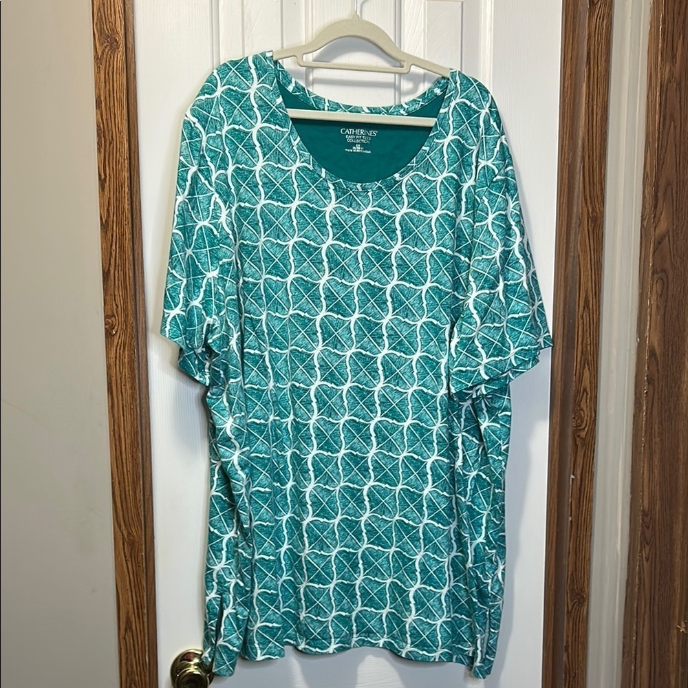 Catherines Teal and White Short Sleeve Tee